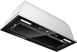 JOEAONZ Insertion de la portée du capot 30 1 cm 800 CFM, Gestuelle en verre noir à capot intégré & Touch Control Éventail d'échappement de cuisine, filtres à mailles Hotte recirculation double LED Lumières ductées/sans Ductless convertibles