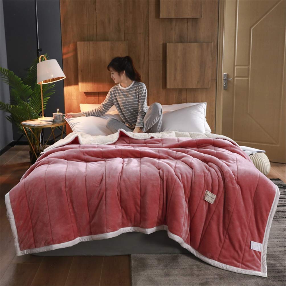 Couverture en flanelle anti-froid pour grand lit de 180x200cm coloris Warmred