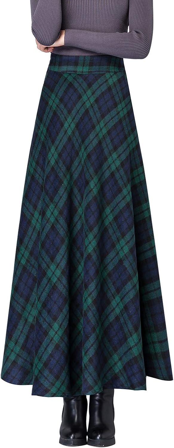 pleated green wool skirt