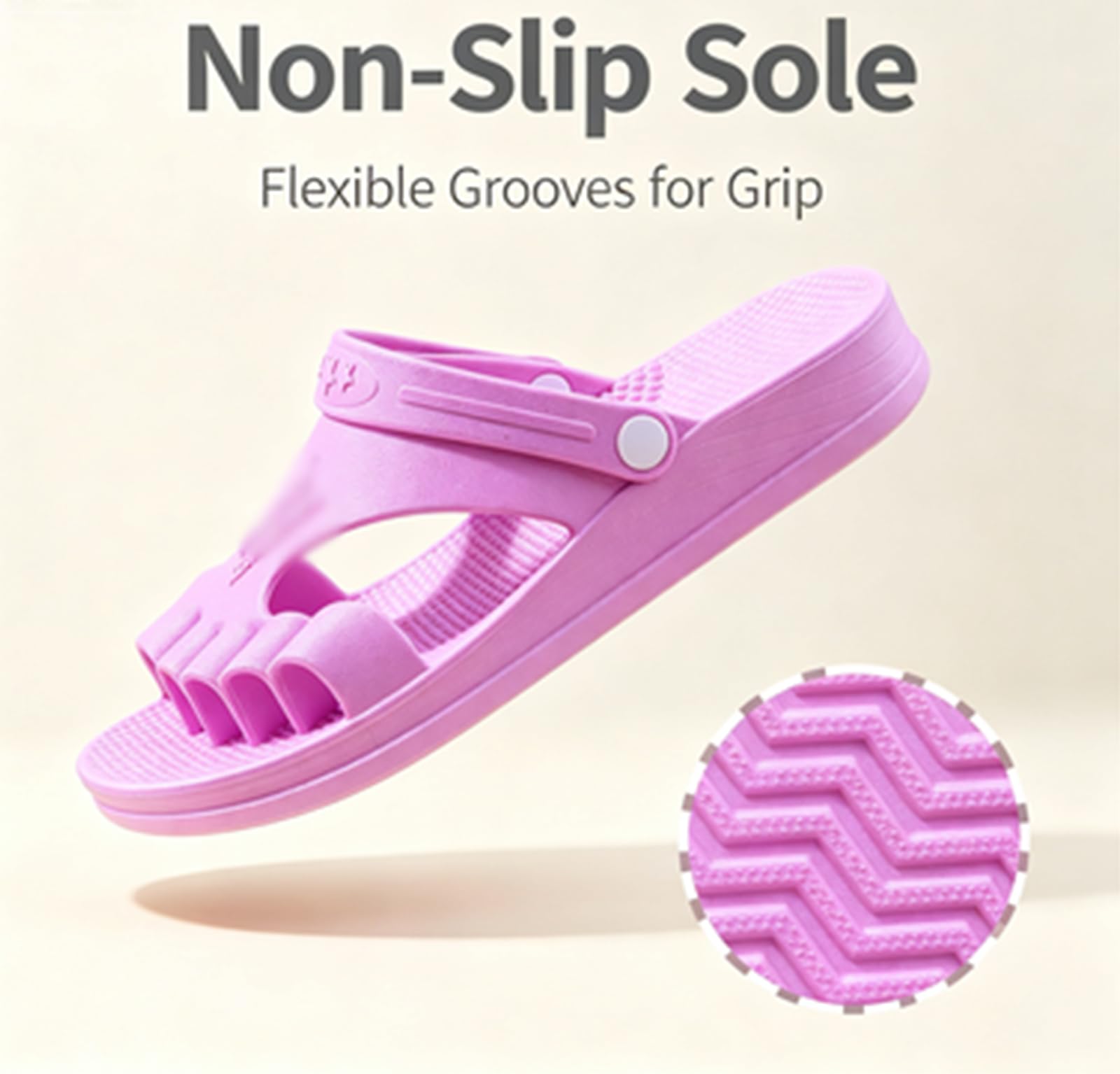 ,B,42~43EU,Zapatillas Separadoras De Dedos De PVC con Plantilla Masaje Y Suela Gruesa, Calzado Doméstico Cómodo para Adultos Mayores, Diseño Ergonómico para Baño Y Descanso Interior