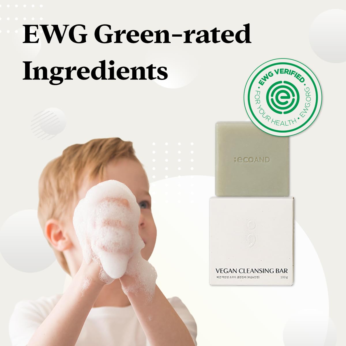 ECOAND Vegan pH Soft Bar Soap with Deep Cleansing Natural Herbal Ingredients, Gentle Cleanser on Sensitive Skin, Face and Body Wash, Low pH Balance, 3.5 oz., Korean Bodycare