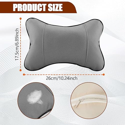 Vista 9 de 2 almohadas para reposacabezas de automóvil, suave y cómodo, cojín para el cuello del vehículo, accesorios para el reposacabezas interior del Beige