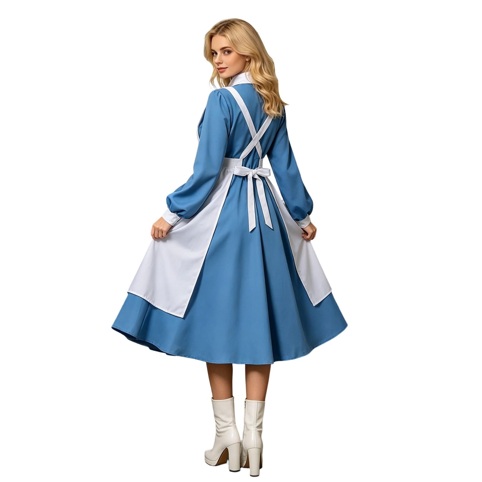 Cosplay Donna,Abito lungo medievale con maniche vaporose elegante vestito letterario rinascimentale per feste a tema storico costume teatrale raffinato da donna