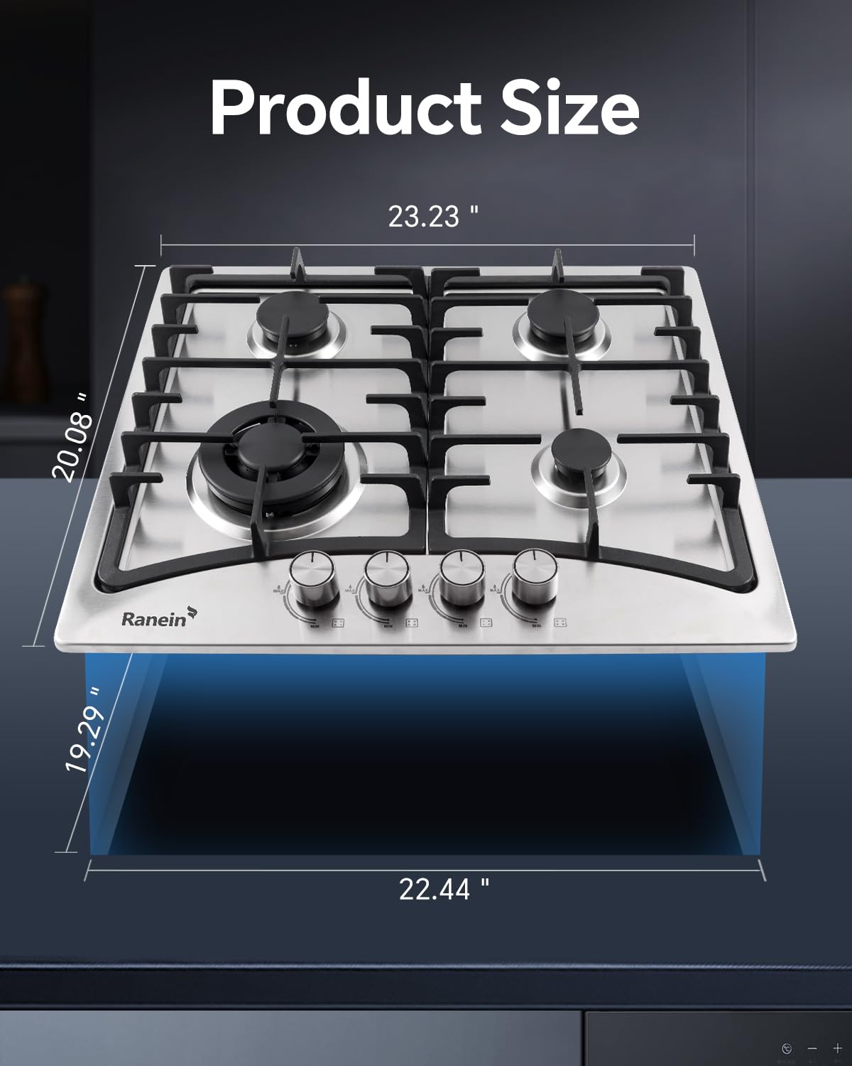 Snapklik.com : 24-Inch 4 Burner Gas Cooktop Stove Top, Built-In Gas