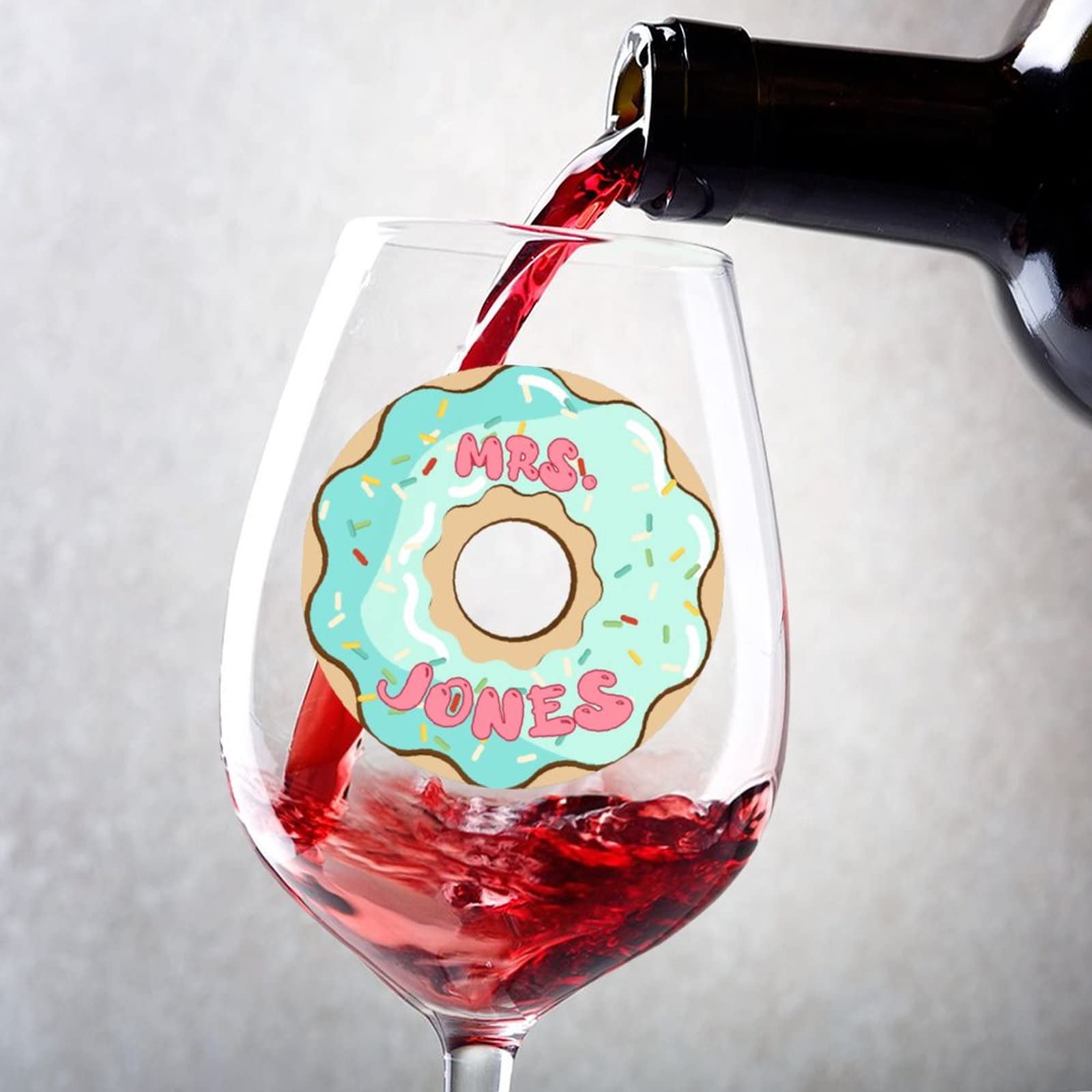 Juego de 2 copas de vino tinto con nombre personalizado, donas de Navidad, divertidas copas de vino para mujer, regalos únicos personalizados, regalo de fiesta, hogar, bar, regalo de