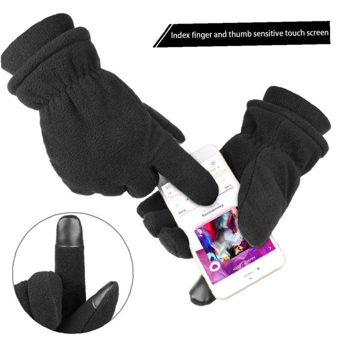 Gants antidérapants Chauds d'hiver Gants en Tricot Thermique imperméables Gants à écran Tactile pour Le Cyclisme Ski Running Sports de Plein air Escalade Noir L