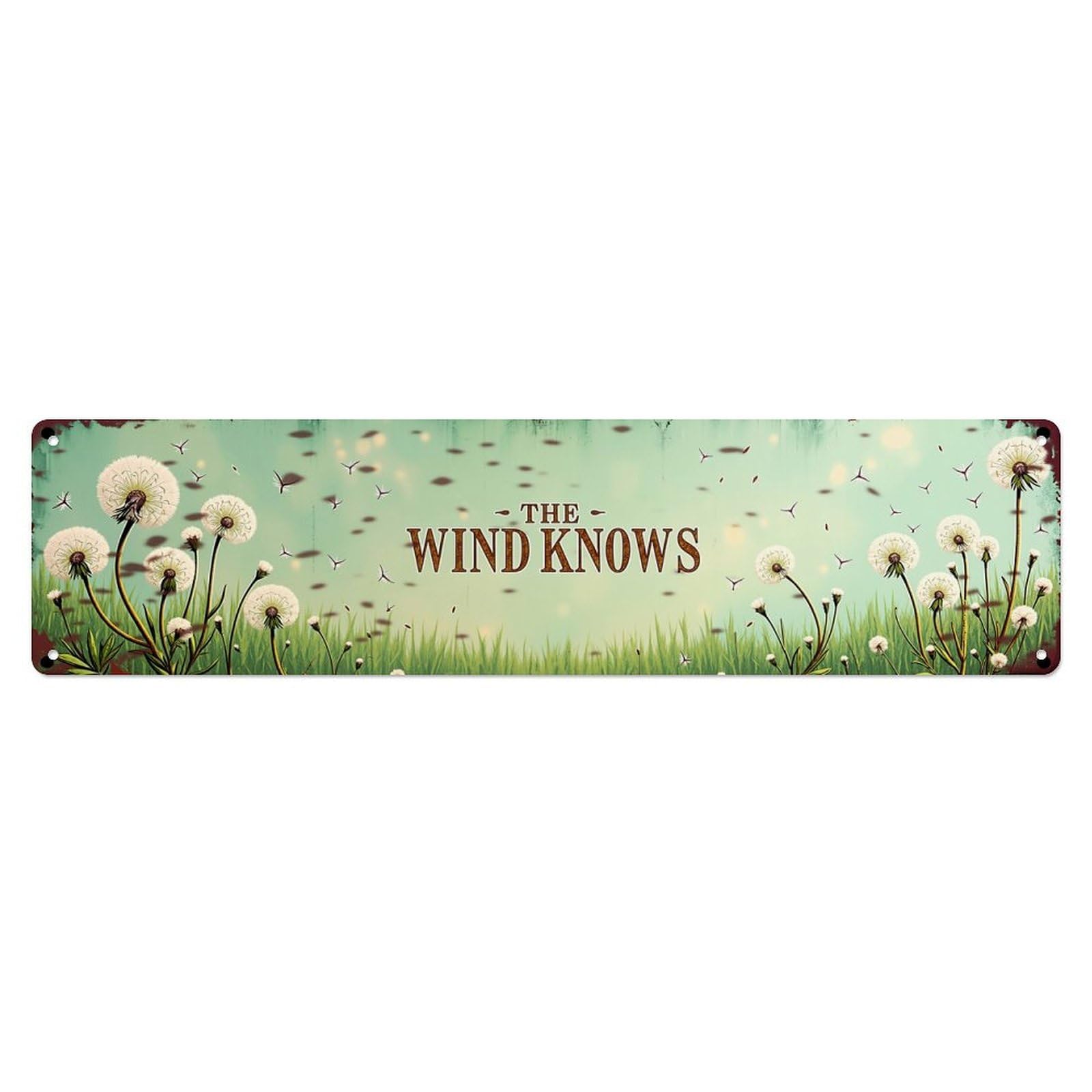 Jdyaojiesheng Vintage Dandelion Seeds Floating Wind Field Tin Sign Retro Metal Wall Decor Metal Poster, Home Bar Garage Farmhouse Cafe Wall Art Decoration 4X16inch