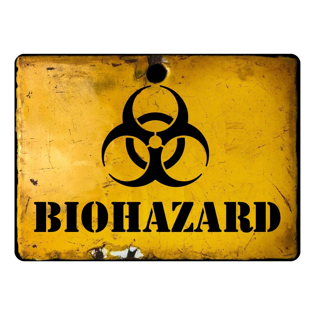 Old Rusty Retro Looking Sign. Biohazard. Antique Effect Sticker Ideal for a Bedroom Door. 200mm x 150mm Self Adhesive