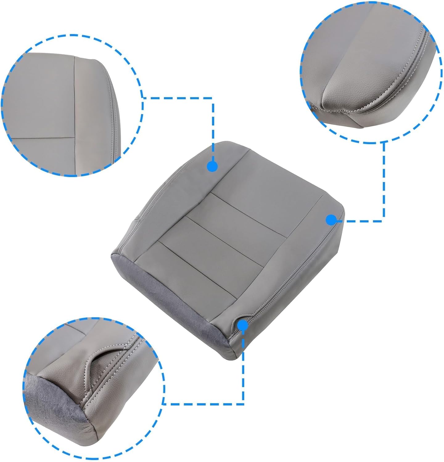 driver & passenger side bottom & top lean back seat covers & driver foam cushion replacement medium flint gray compatible with ford f250 f350 f450 f550 lariat 2002 2003 2004 2005 2006 2007
