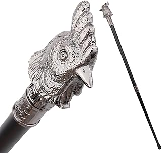 Silver Chicken Rooster Head Animal Fashion Walking Stick Decorative Cospaly Vintage Party Fashionable Walking Cane Crosier 93cm