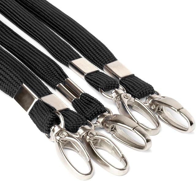 CKB LTD Breakaway Safety Lanyard Neck Strap Swivel Metal Clip for ID Card Holder with Quick Pull Release Design Lanyards Bulk Pack of 10pcs (Black)