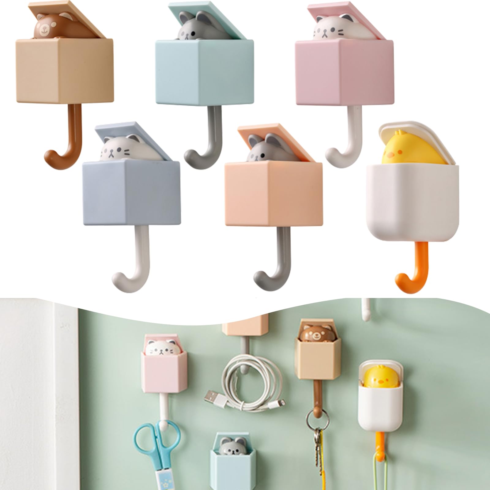 Amazon.com: IPVSML Cute Cat Key Holder, 6PCS Creative Adhesive