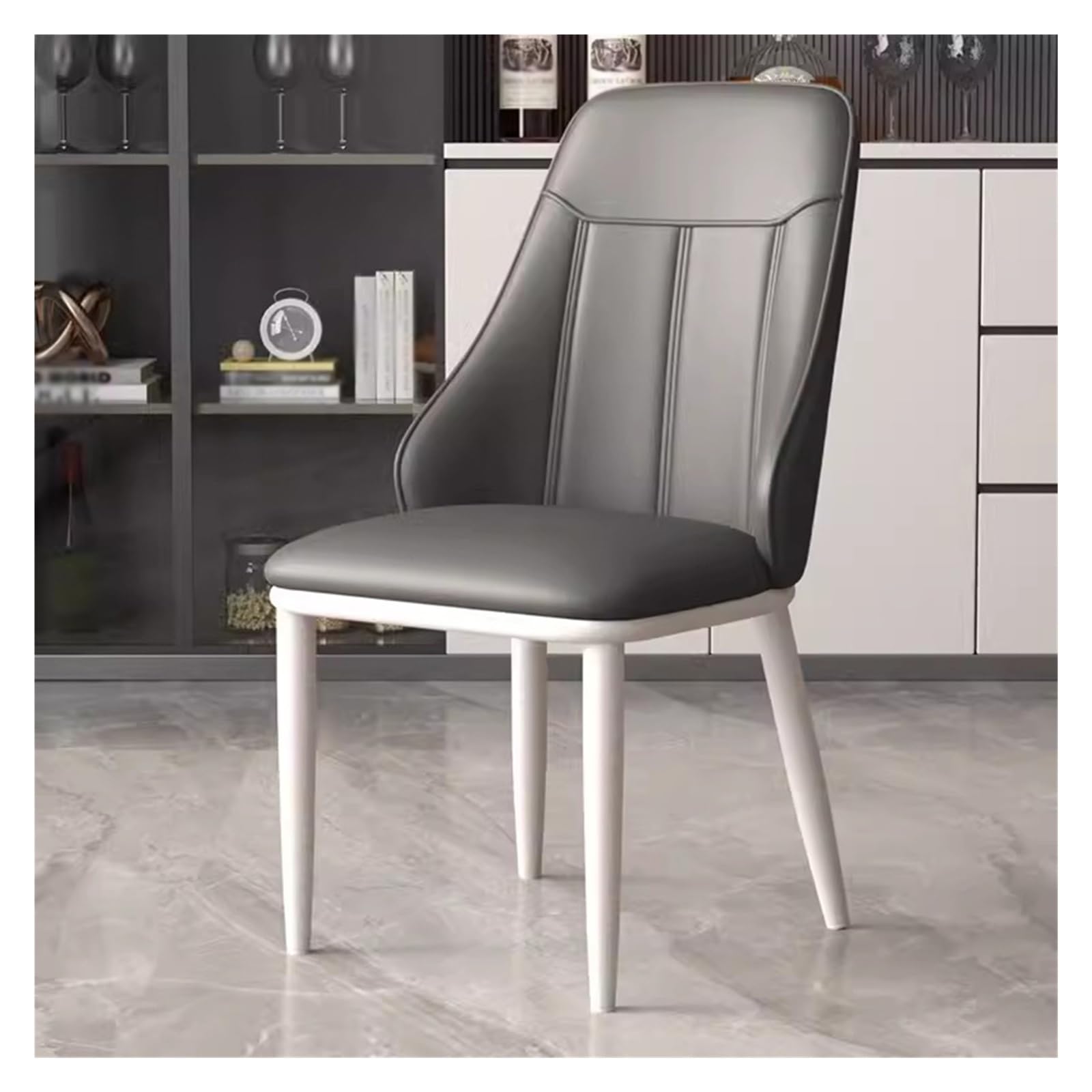 Chaises de salle à manger modernes lot de 4 en similicuir noir pour cuisine