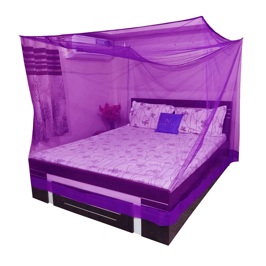 Neruti Enterprise Square Hanging Mosquito Net for Bed King Size with Border (Purple, 8x8 ft) (B01L3ELCYO) Amazon Price History, Amazon Price Tracker