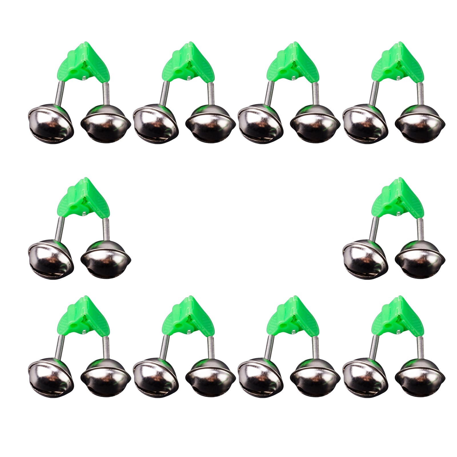 EPIPHQNY 10Pcs Fishing Rod Loud Alarm Double Alert Bells Fishing Rod Alarm Bells Double Bells Bites Mark Indicators Enduring
