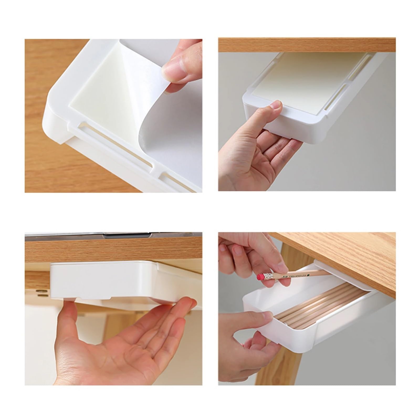 Organizer for cassetti sotto la scrivania in plastica | Nero Bianco Piccolo e: for l'home office e la cucina(Black L)