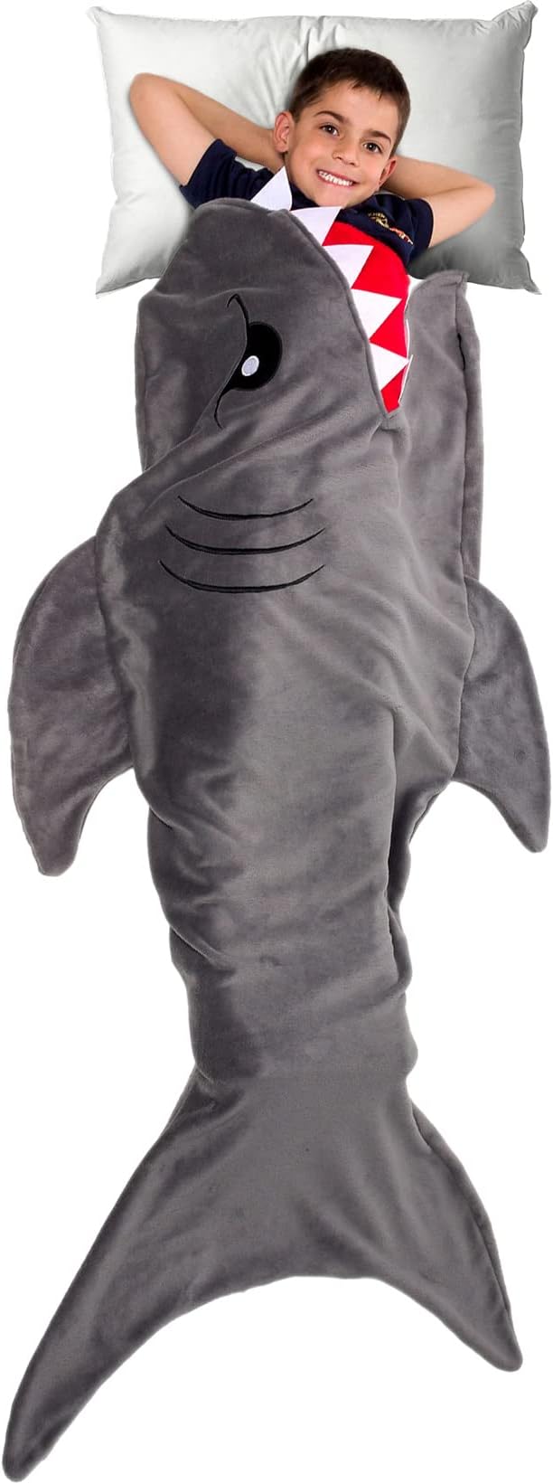 Animal Tail Blanket - Plush Animal Sleeping Bag Blanket for Kids (Gray Shark)