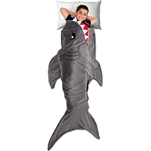 Silver Lilly Animal Tail Blanket - Plush Animal Sleeping Bag Blanket for Kids Gray Shark
