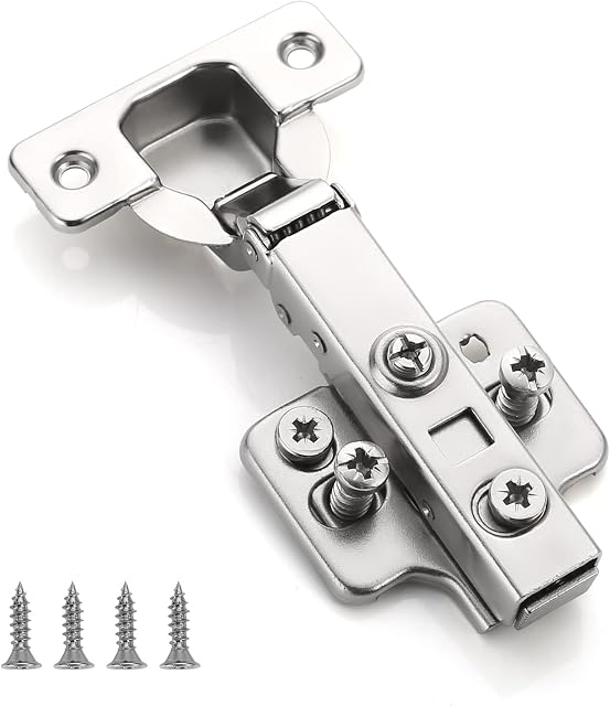 Furniware 2pcs Soft Close Cabinet Door Hinges,110 Degree Steel Kitchen Cabinet Cupboard Door Hinge Slow Shut Clip-On Plate 35mm (10pcs)