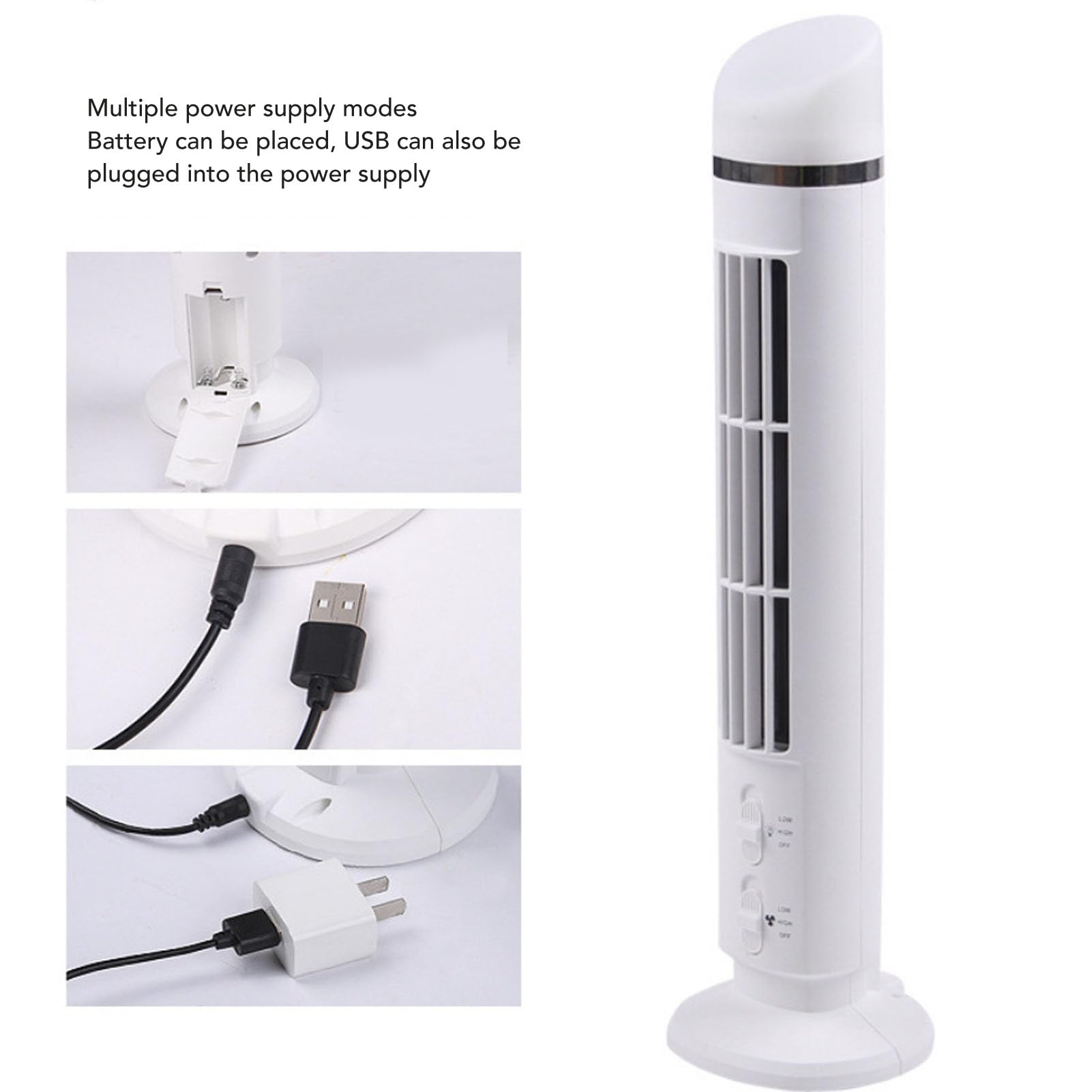 Tyenaza flügelloser Turmventilator, tragbar, einstellbare Geschwindigkeit, geräuschlos, kompakt, platzsparend, USB-Schreibtisch, flügelloser Ventilator mit Licht für Zuhause, (White)