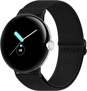 Oumida Stretchy Nylon Solo Loop Band Compatible with Google Pixel Watch Band for Women Men, Adjustable Soft Elastic Braided Straps Sport Replacement Wristbands for Google Pixel Watch Bands