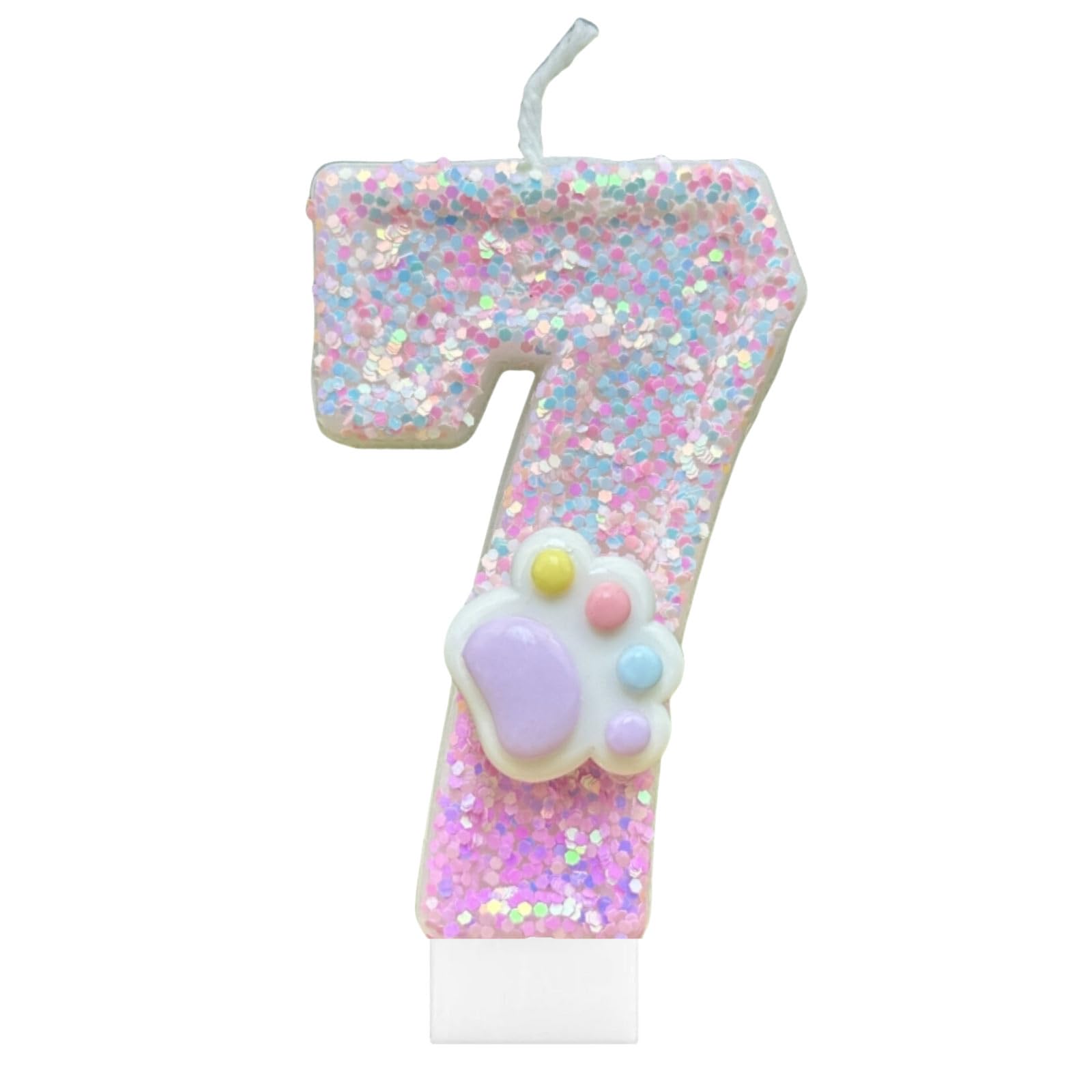 Bougies en forme de patte de chat et de chien pour décoration de gâteau, bougie en forme de patte de chaton rose, numéro 7, décoration de gâteau d'anniversaire sur le thème du chien pour