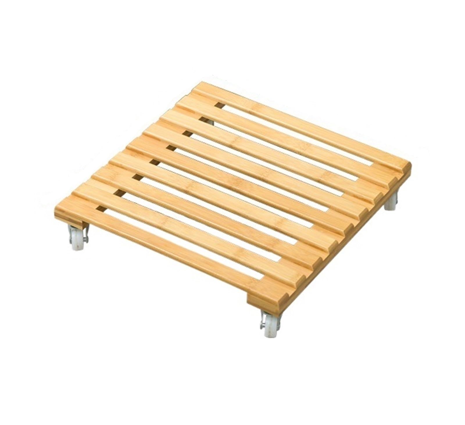 DFGHNBVC Pots Holders Plant Cart Movable Bamboo Plant Stand With Rollers Suitable For Outdoor Patio Flower Pot Dolly,Beige-25Cm