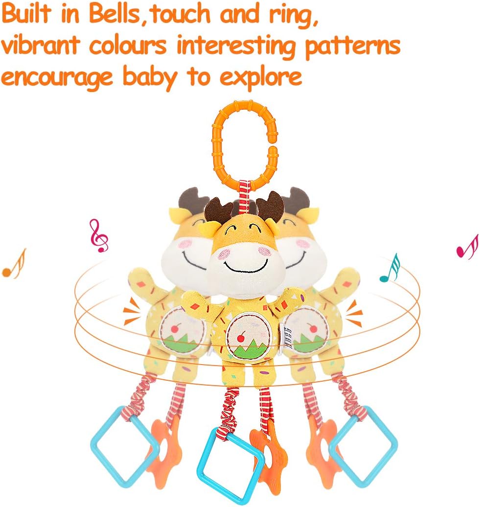TUMAMA Baby Toys for 0, 3, 6, 9, 12 Months, Handbells Baby Rattles, Soft Plush Early Development Stroller Car Toys for Infant, Newborn Birthday Gifts, 4 Pack : Toys & Games
