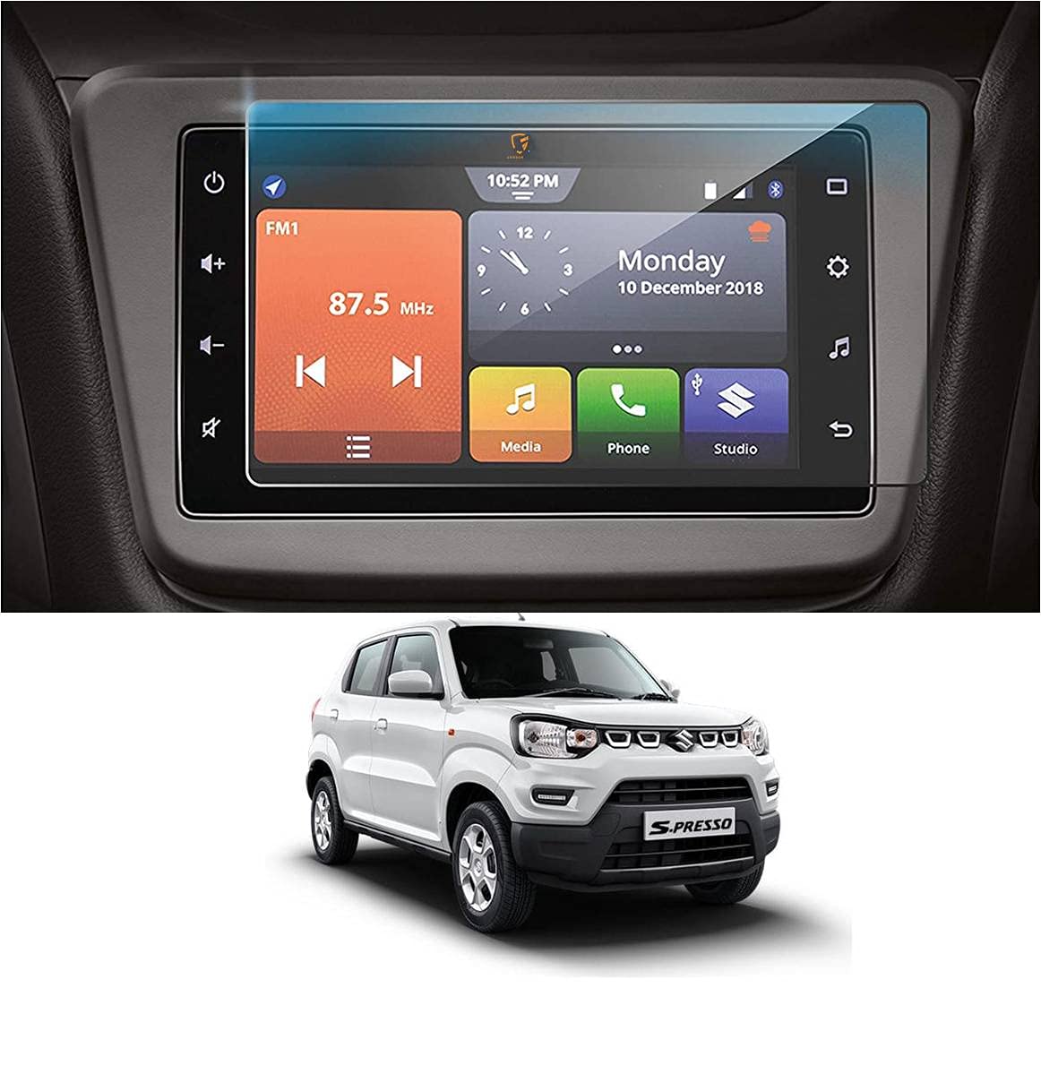9H Unbreakable Screen Protector Compatible With MARUTI S-PRESSO VXI CNG CAR Touch Screen Infotainment System (7 Inch) (Transparent)-image-41