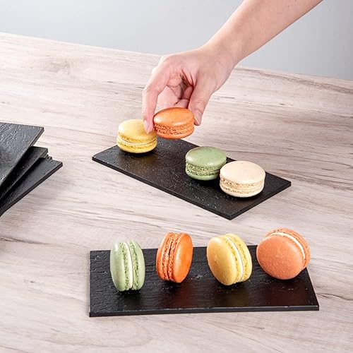 Miniatura 5 de Restaurantware Platos de servir de 7 x 3.5 pulgadas, 100 tablas rectangulares de charcutería, imitan el aspecto de platos de plástico negro pizarra,