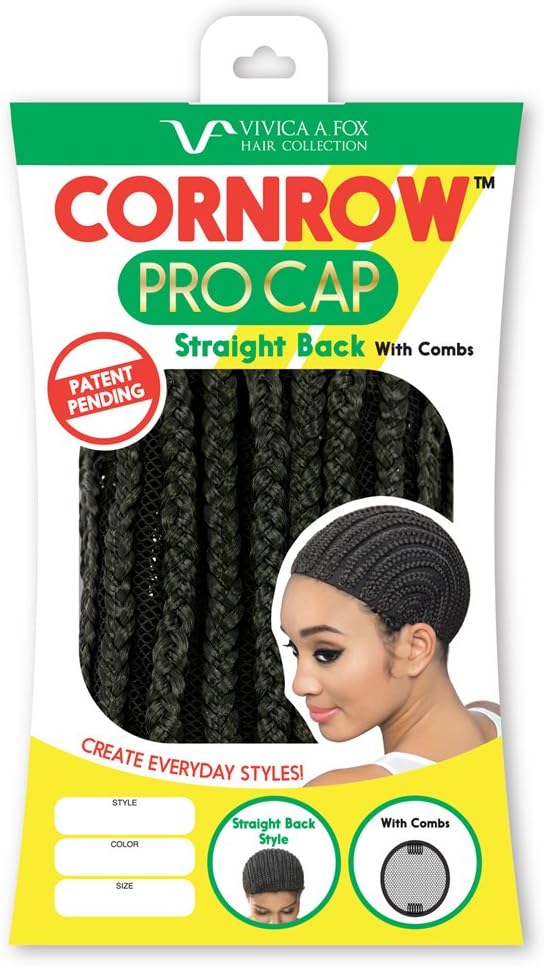 Vivica A Fox Hair Collection Cornrow Pro Cap Straight Back with Comb, Medium, 0.2 Ounce