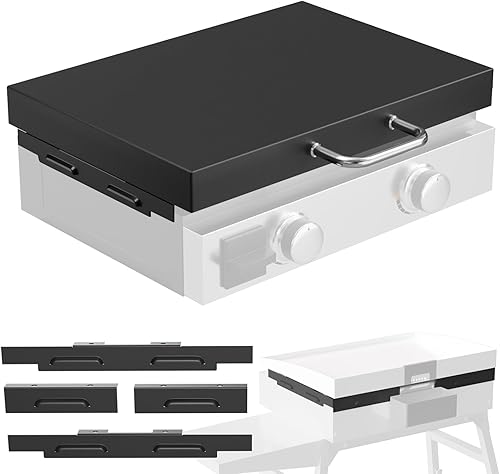 5011 Tapa superior dura con asas de acero inoxidable y protector contra el viento para parrilla Blackstone de 22 pulgadas, accesorios de parrilla