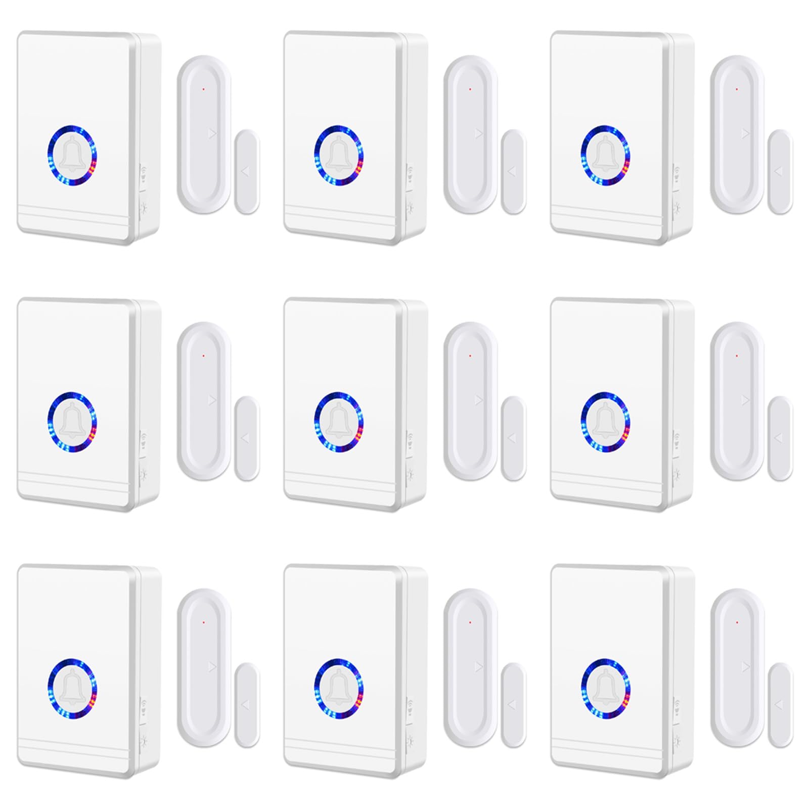 NineLeaf Tür Fenster Sensor, Türsensor Home Alarmanlage, Türalarm Fensteralarm 200M/600FT Reichweite 48 Melodien auf 5 Volumes Tür Laden Haus Büro Fensterkontakt 9 Empfänger 9 Magnetischer Sensor