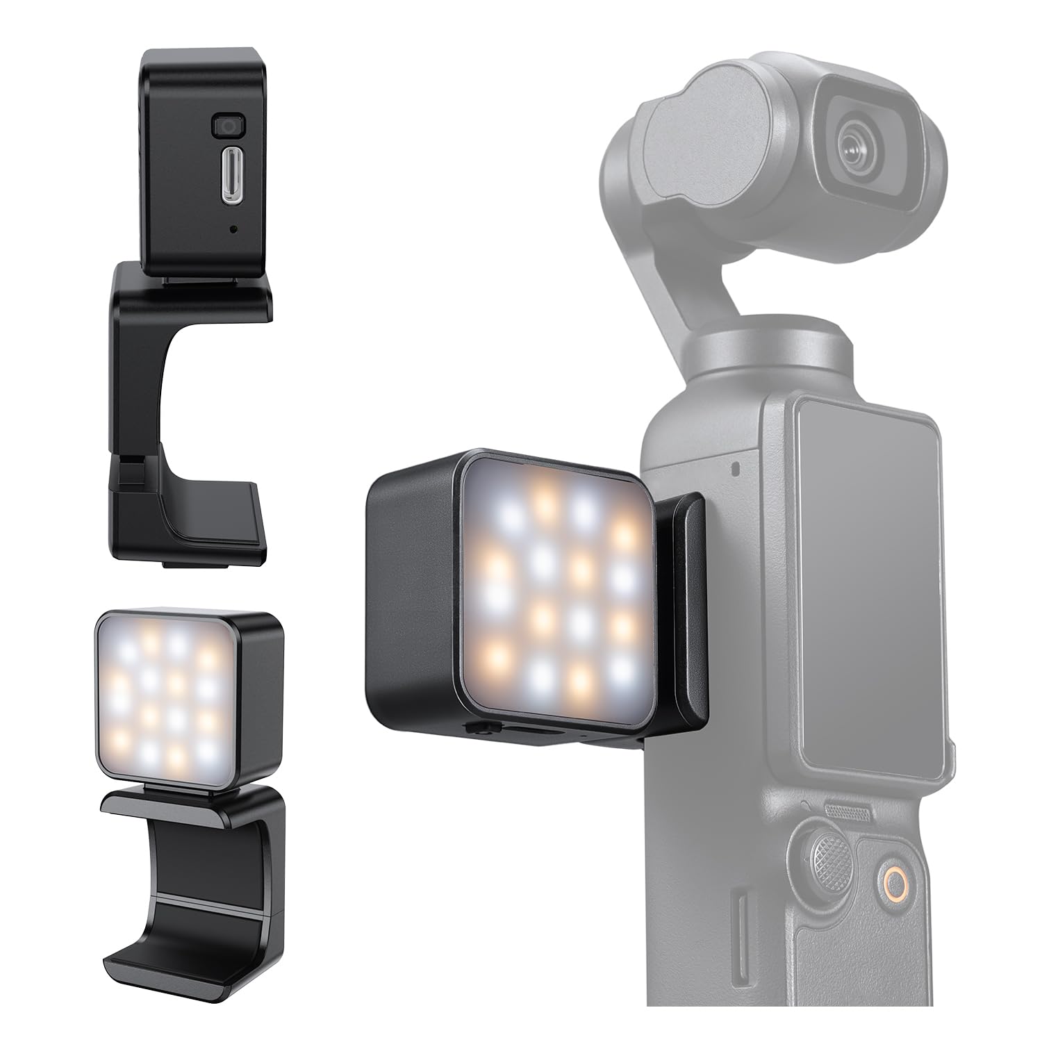 K&F CONCEPT LM61 Mini Luz Magnética para dji OSMO Pocket 4/3, LED Auxiliar 1W Recargable USB-C, Color 3000K/4500K/6000K, 2 Niveles de Brillo, Luz de Vídeo