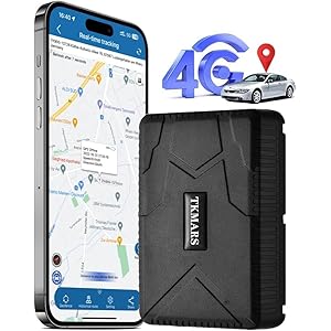 TKMARS Global Coverage GPS Tracker with No Subscription 4G Car Tracker Strong Magnetic Real-Time Tracking 7800 mAh Long Standby Waterproof for Truck Caravan Lifetime Free APP