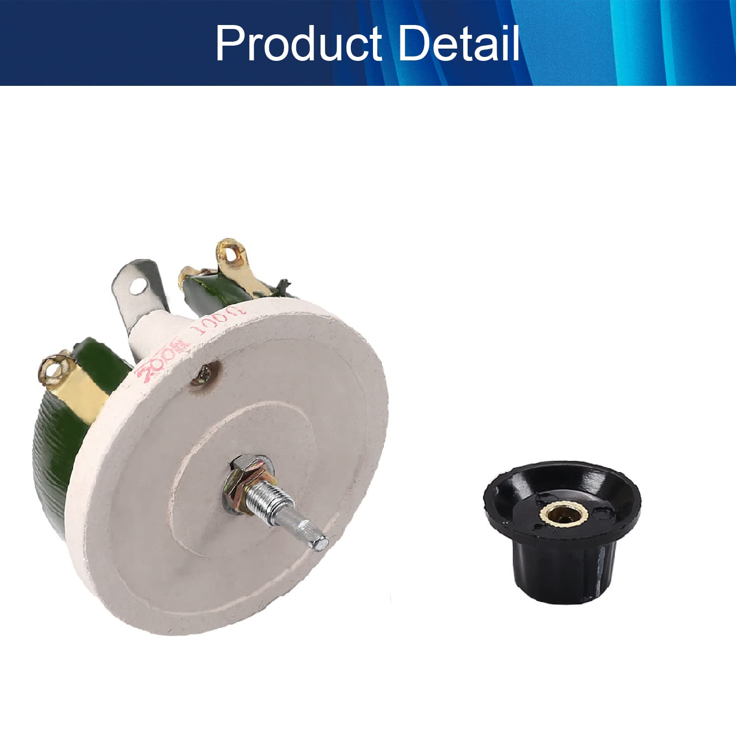 200W 100 Ohm Reostato Interruptor Bobinado Potenciómetro Resistencia Variable con Perilla 1PCS