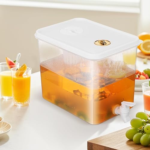 Miniatura 5 de Dispensador de bebidas para nevera con espita de plástico jugo limonada recipiente de té helado para reuniones familiares y fiestas
