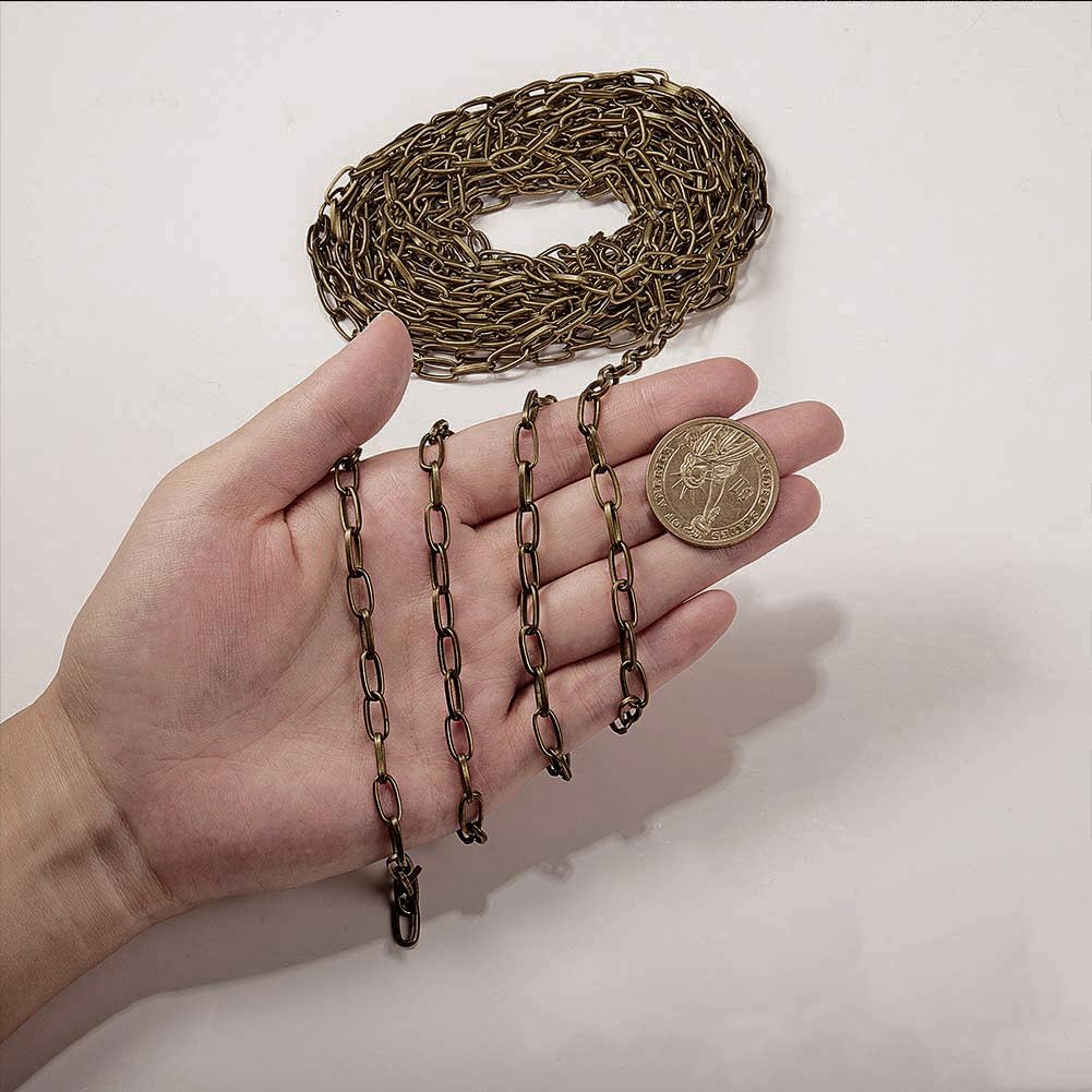 SUNNYCLUE 16.4Feet/ 5m Antique Bronze Curb Cable Chain Link Necklace Paperclip chain Large 20Pcs Brass Lobster Claw Clasps 50Pcs Brass Jump Rings Jewelry Chains for Jewelry Making Supplies DIY Craft - Image 2