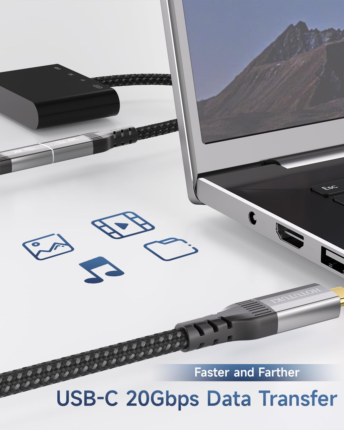 [2Pezzi 6m] Prolunga USB C 6m 100W 20Gbps USB 3.2 Gen2X2, Cavo Tipo C Maschio a Femmina Supporta 4K@60Hz Video, Extender USB C Compatibile Thunderbolt 4/3