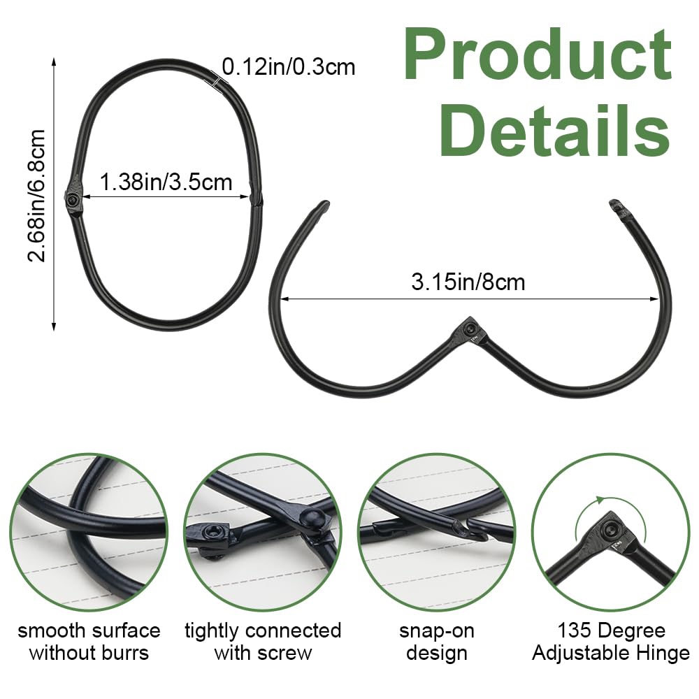 24 Duschvorhangringe Mit Schnappverschluss - Metall Oval Silber 66x38mm