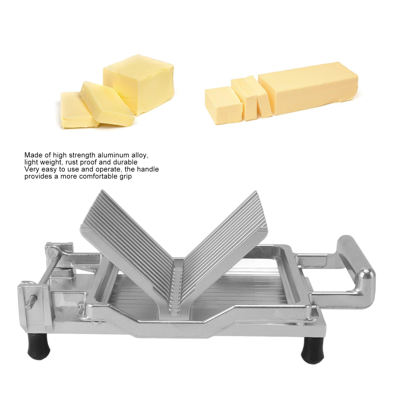 Cocoarm Manueller Käseschneider, Brot-Sandwichschneider aus Edelstahl, 32 X 17 X 14 Cm, mit Gitterskala, Rutschfeste Basis, Gleichmäßige Scheiben für Zuhause, Küche, Käse, Obst (10mm)