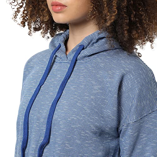Image of PINACOLADA Women's Double Striped Hoodie with Ribbed Hem for Casual Wear | Hooded Neck | Long Sleeve | Pull On Closure | Cotton Sweatshirt Crafted with Comfort Fit for Everyday Wear