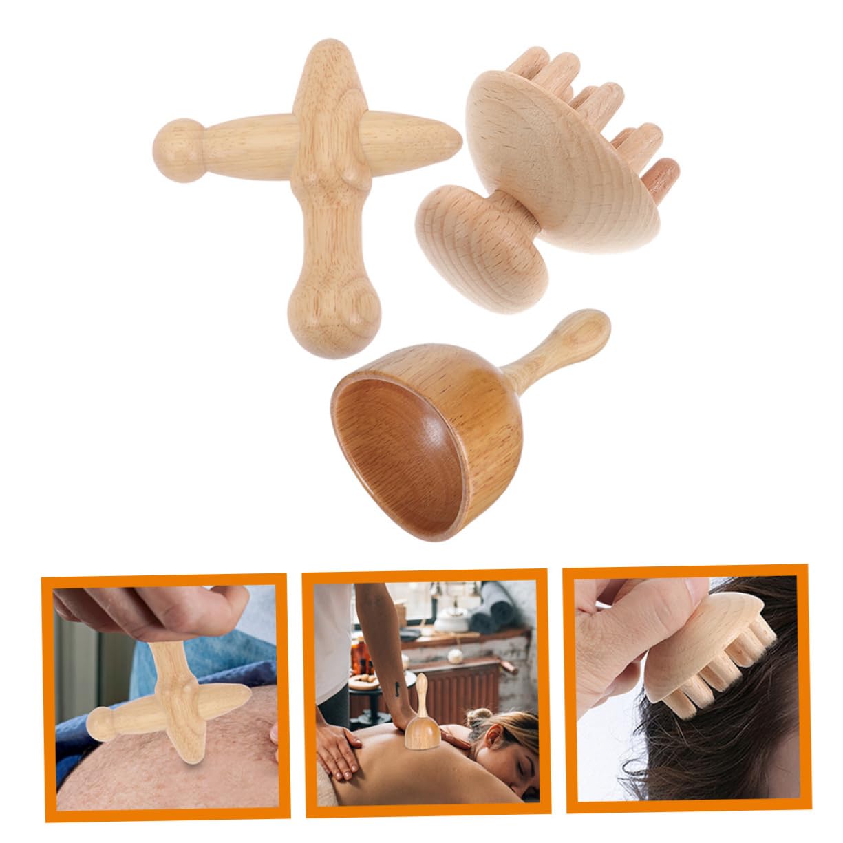 Holz Massagegerät Satz für Zuhause und Unterwegs, Beige, 1 Satz