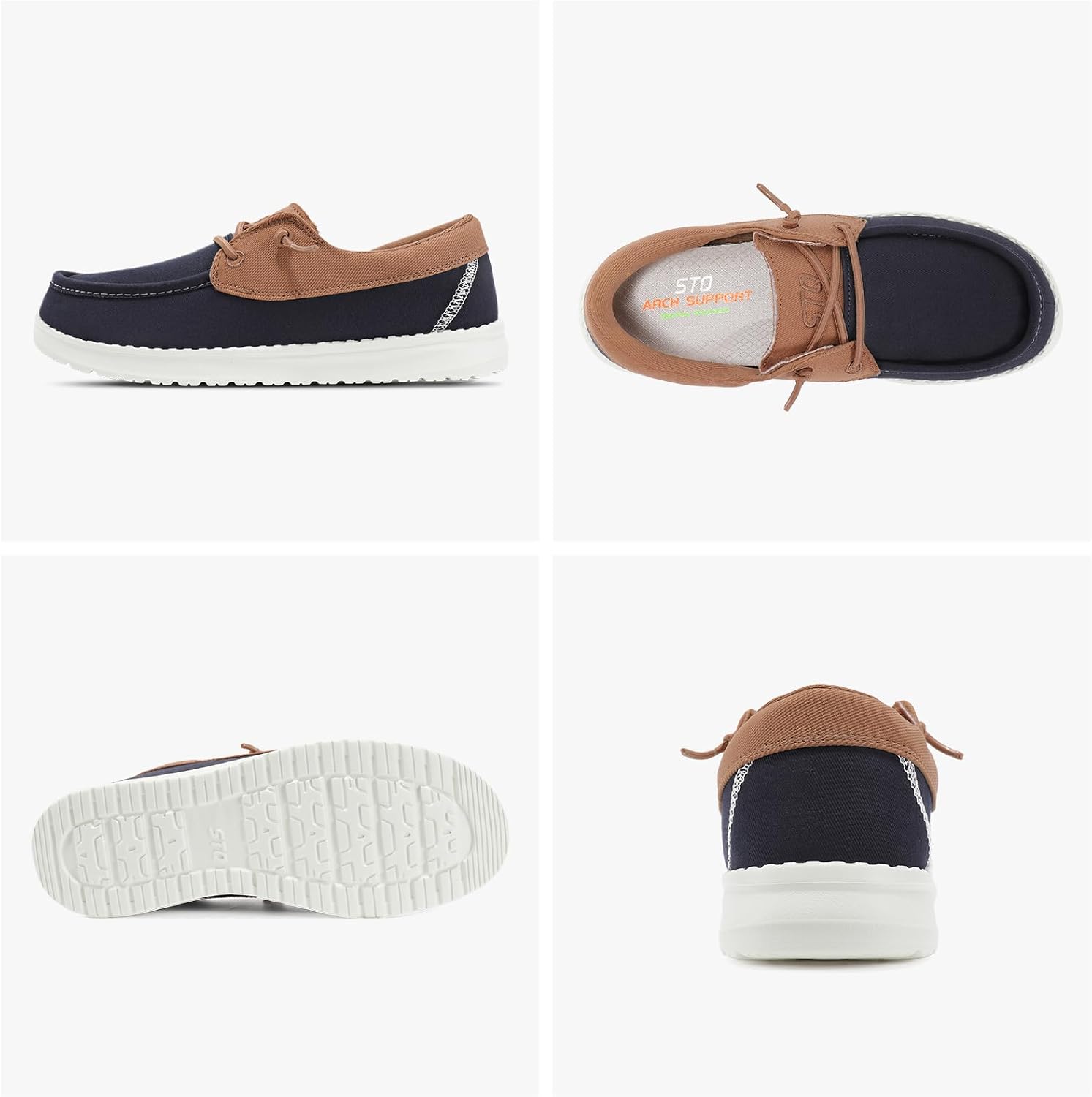 STQ Women Boat Shoes with Orthopedic Insole Slip On Business Casual Shoe for Plantar Fasciitis Lightweight Canvas Loafer - Image 9