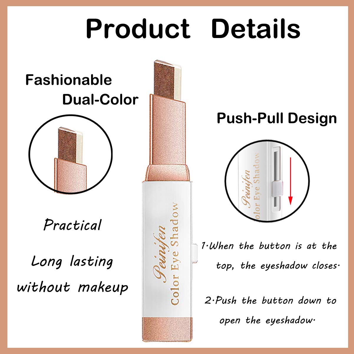 xinlutong 2 PCS Eye Shadow Stick Makeup,Double Colors Matte EyeShadow Stick with Brush,Brown Coffe,Earth Tone