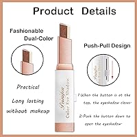 Vista 4 de 2 piezas de sombra de ojos en barra de maquillaje, doble color, mate, sombra de ojos en barra con pincel, café marrón, tono tierra