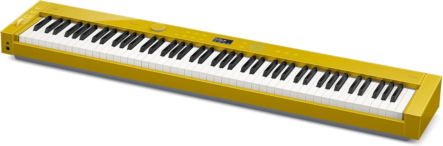 Casio PX-S7000 Privia Digital Piano - Harmonious Mustard Bundle with Bench, Stand, Triple Pedal, Headphones, Instructional Book, Online Lessons, Instructional DVD, and Austin Bazaar Polishing Cloth