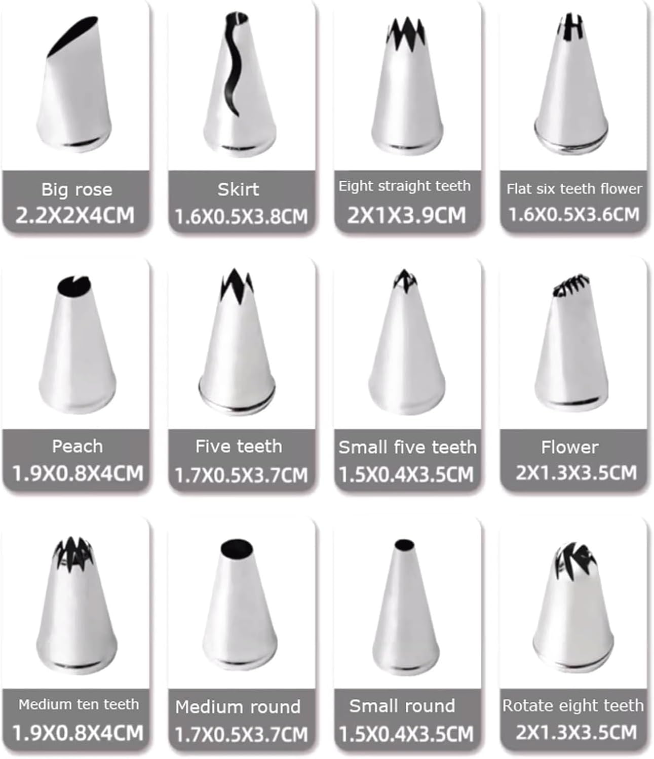 Piping Tips Stainless Steel Pastry Nozzles 24pcs Icing Tips Russian Tips Decorating Tips Piping Kit Icing Frosting Nozzles Make Desserts