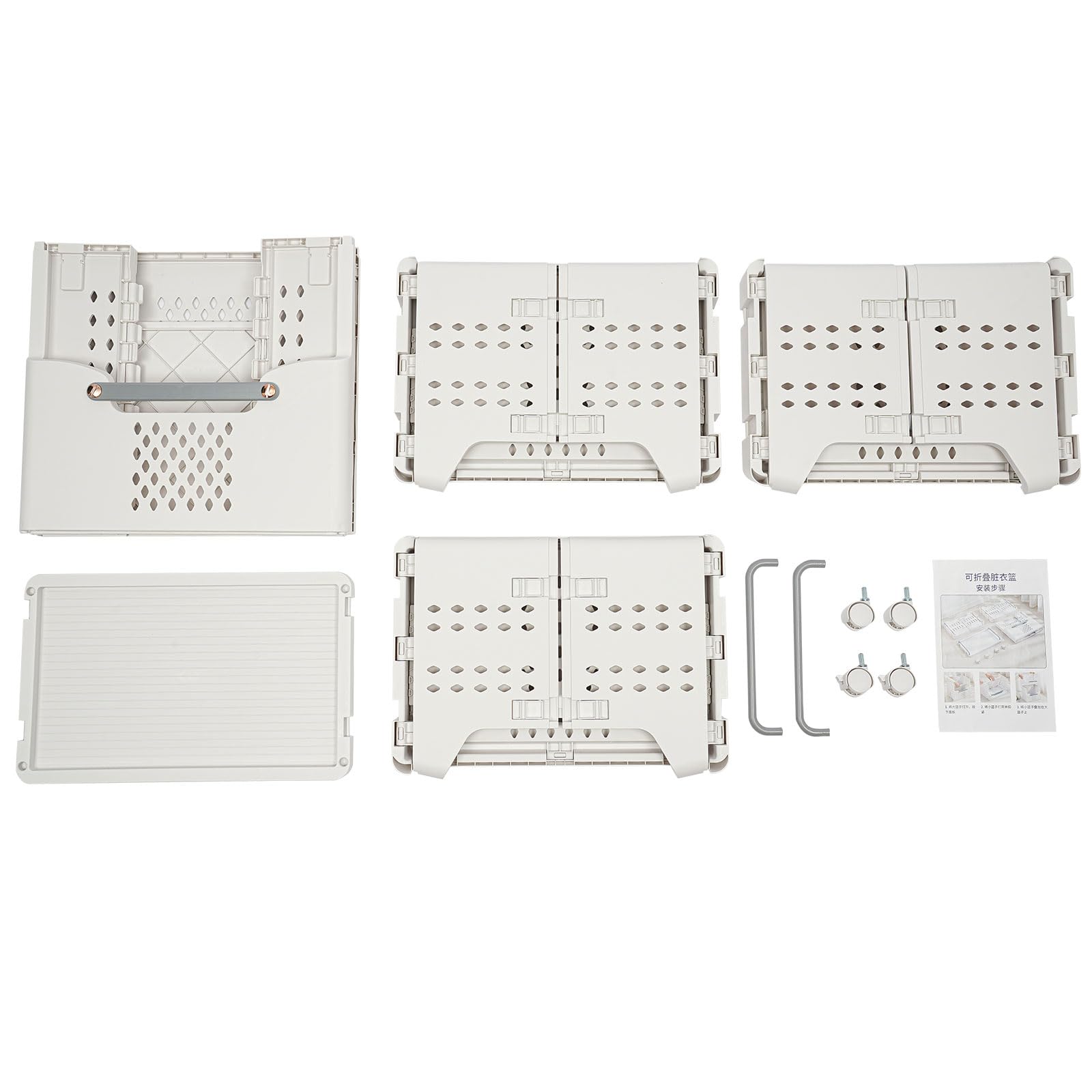 Wäschekorb Plastik Wäschesammler Wäschewagen Laundry Organizer, Stapelbare Wäschekorb mit Rollen, Wäschetrenner mit 3 Aufbewahrungskörbe Wäsche Sortiersystem, 41.6 * 29.7 * 88.8cm