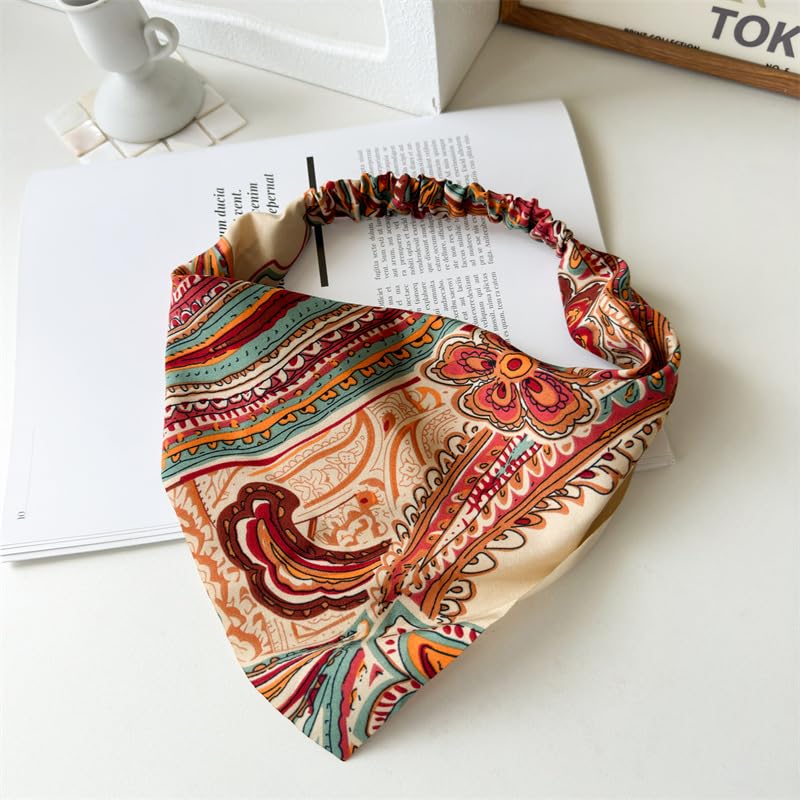 Miniatura 7 de DINPREY Pañuelo elástico para el cabello, bandanas para el cabello, bufanda de lunares para mujeres y niñas (6 colores de cachemira), 6 Colores